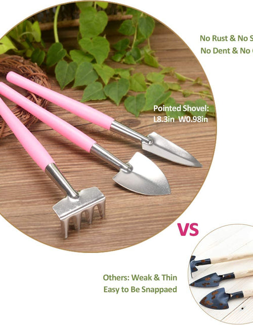 Load image into Gallery viewer, 25Pcs Mini Garden Hand Transplanting Succulent Tools Set, 39.4&quot; Thickened Repotting Mat &amp; Plant Tag, Miniature Planting Indoor Fairy Care, Potting, Cactus, Houseplant Bonsai Tool Kit (Pink)
