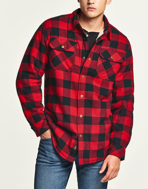 Load image into Gallery viewer, Men&#39;S Sherpa Lined Flannel Shirt Jacket, Soft Long Sleeve Rugged Plaid Button up Jacket
