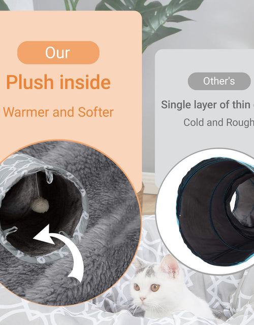 Load image into Gallery viewer, Geometric Straight Cat Tunnel with Plush Inside,Cats Toys Collapsible Tunnel Tube with Balls, for Rabbits, Kittens, Ferrets,Puppy and Dogs, Diameter 9.8 Inch
