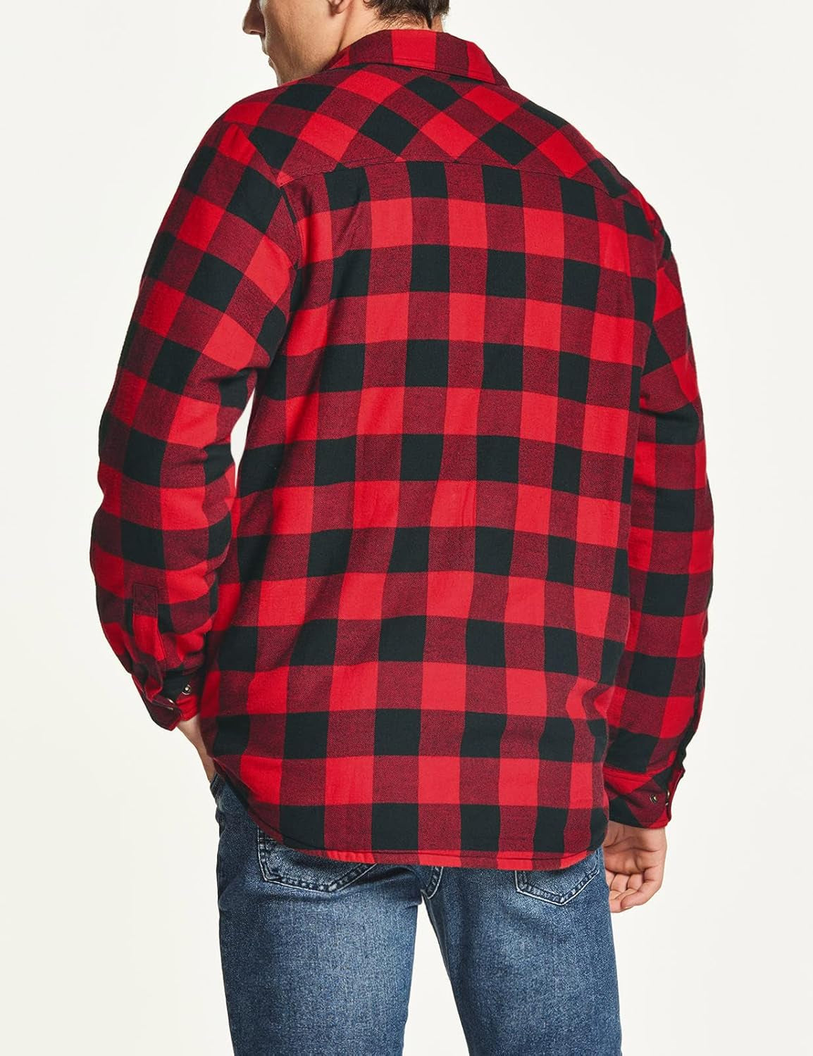 Men'S Sherpa Lined Flannel Shirt Jacket, Soft Long Sleeve Rugged Plaid Button up Jacket