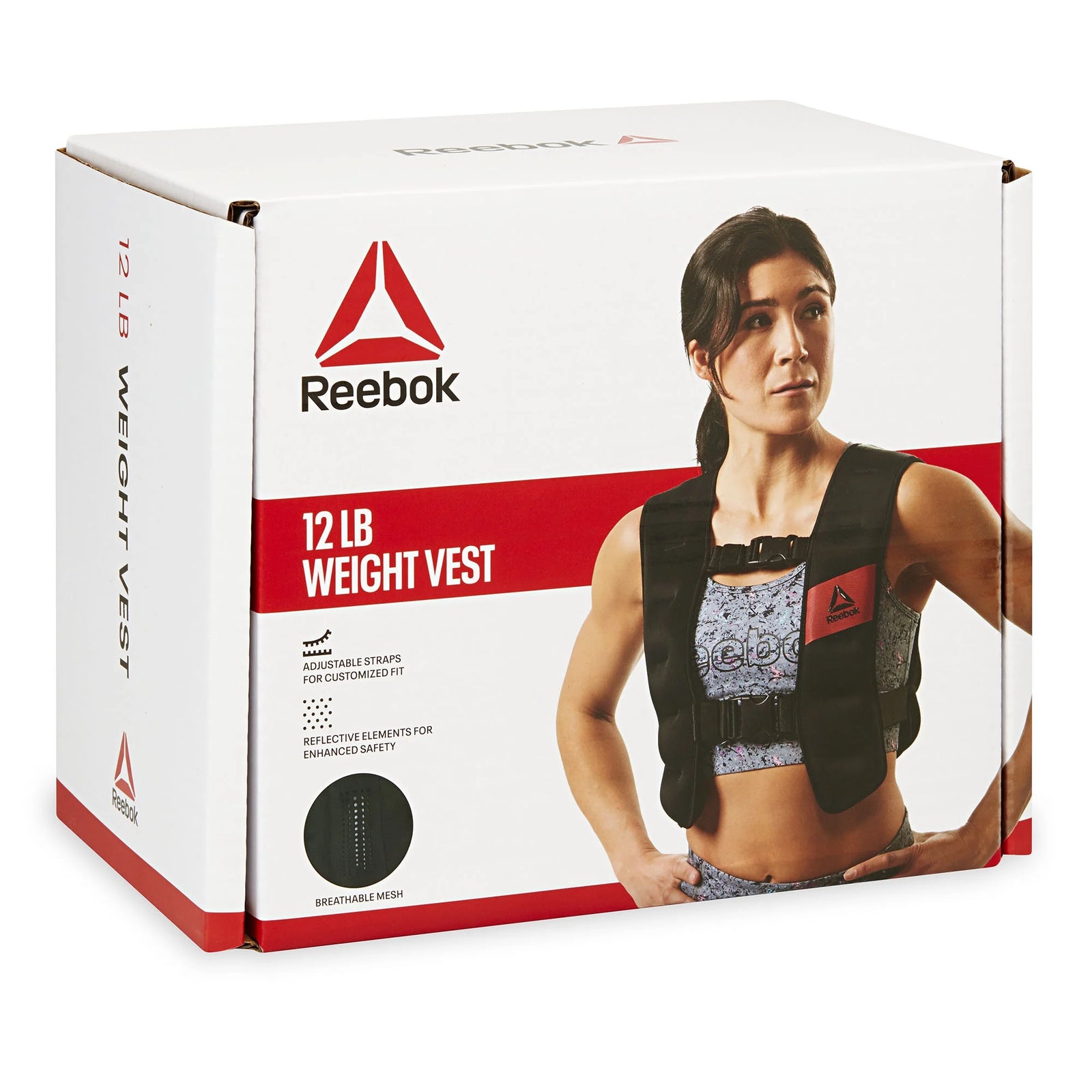 Reebok Weighted Vest 12Lb, Adjustable Fit, Reflective Elements