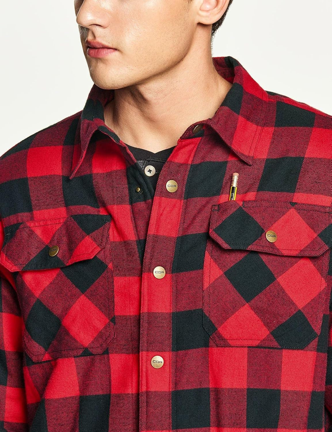 Men'S Sherpa Lined Flannel Shirt Jacket, Soft Long Sleeve Rugged Plaid Button up Jacket