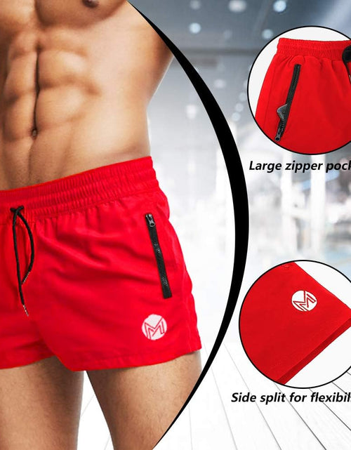 Load image into Gallery viewer, Men&#39;S Gym Workout Shorts, 3&quot; Bodybuilding Running Shorts, 3 Inch Athletic Gym Shorts with Zipper Pockets
