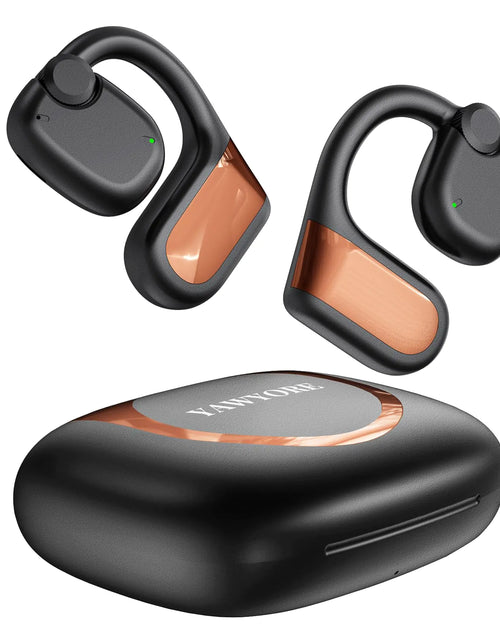 Load image into Gallery viewer, YAWYORE Wireless Bluetooth 5.3 Open Ear Headphones Sport Earbuds with Earhooks IPX7 Waterproof Dual MicrophonesClear Sound Comfortable Fit88H Playtime Suitable for RunningFitness(Black)
