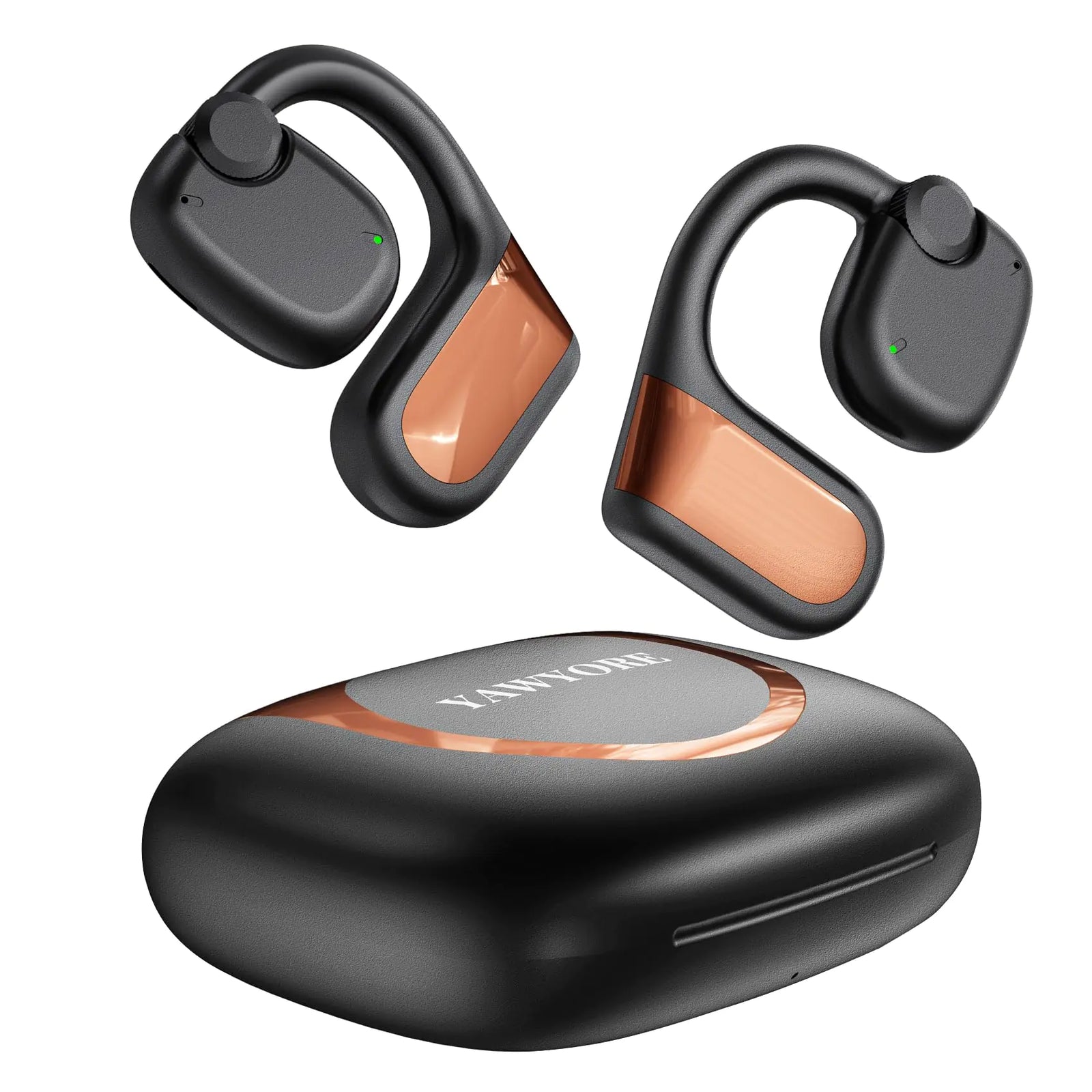 YAWYORE Wireless Bluetooth 5.3 Open Ear Headphones Sport Earbuds with Earhooks IPX7 Waterproof Dual MicrophonesClear Sound Comfortable Fit88H Playtime Suitable for RunningFitness(Black)