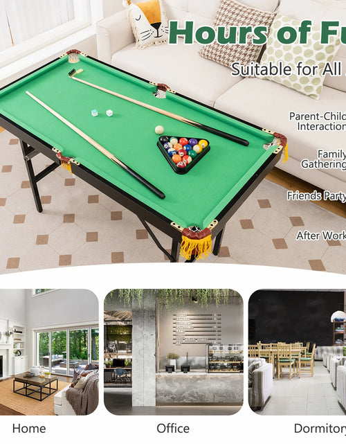 Load image into Gallery viewer, 47&#39;&#39; Folding Billiard Table Pool Game Table for Kids W/ Cues &amp; Chalk &amp; Brush Blue
