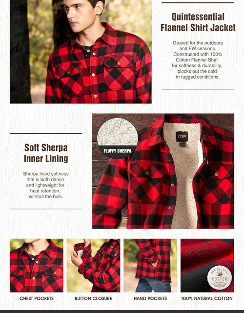 Load image into Gallery viewer, Men&#39;S Sherpa Lined Flannel Shirt Jacket, Soft Long Sleeve Rugged Plaid Button up Jacket
