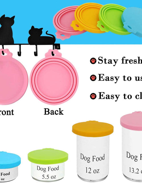 Load image into Gallery viewer, Food Can Lids, Universal BPA Free Silicone Can Lids Covers for Dog and Cat Food, One Can Cap Fit Most Standard Size Canned（4 Pack Multicolor
